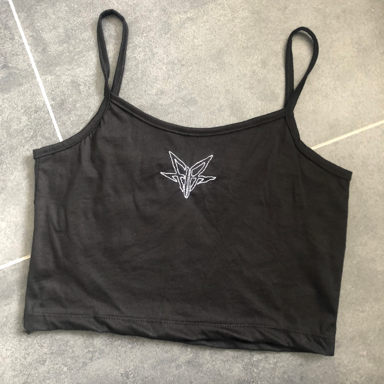 Falling in Reverse hand embroidered logo crop top
