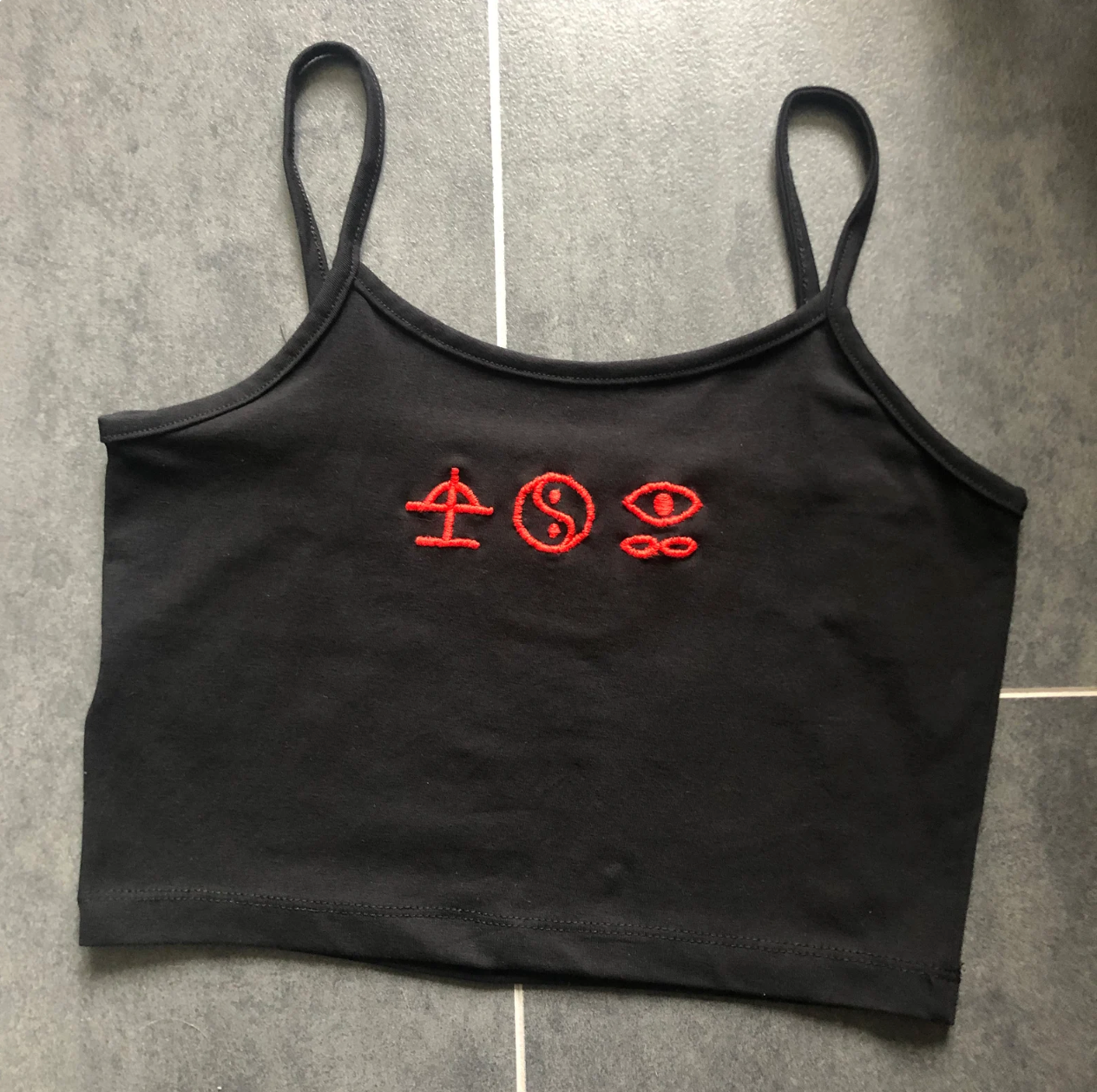 Bad Omens crop top with hand embroidered logo