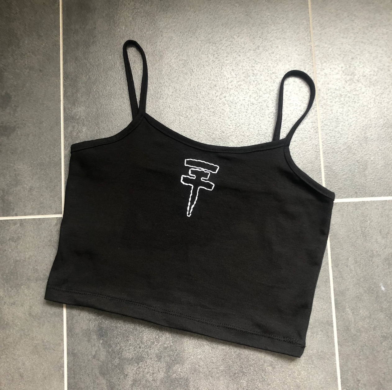 Tokio Hotel hand embroidered logo crop top